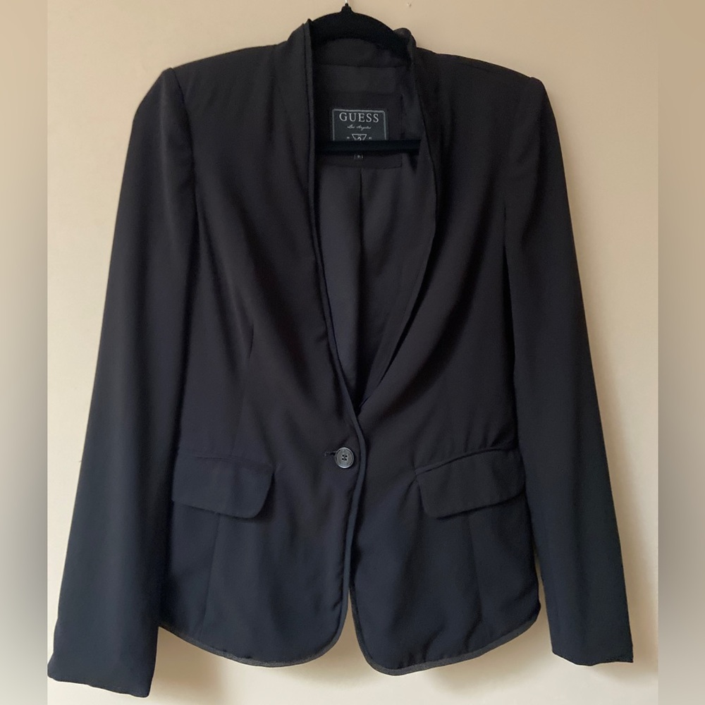 GUESS Women One Button Black Blazer